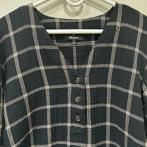 Madewell Windowpane Lightspun Evert Top Women’s Size Small - Picture 5 of 12